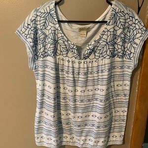 Lucky Brand Embroidered Blue Tunic Top-Lg